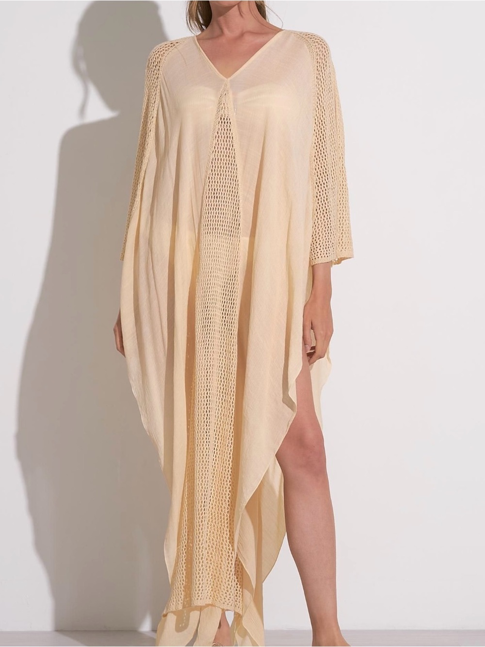 Elan Light Cream Swim Cover-Up Kaftan